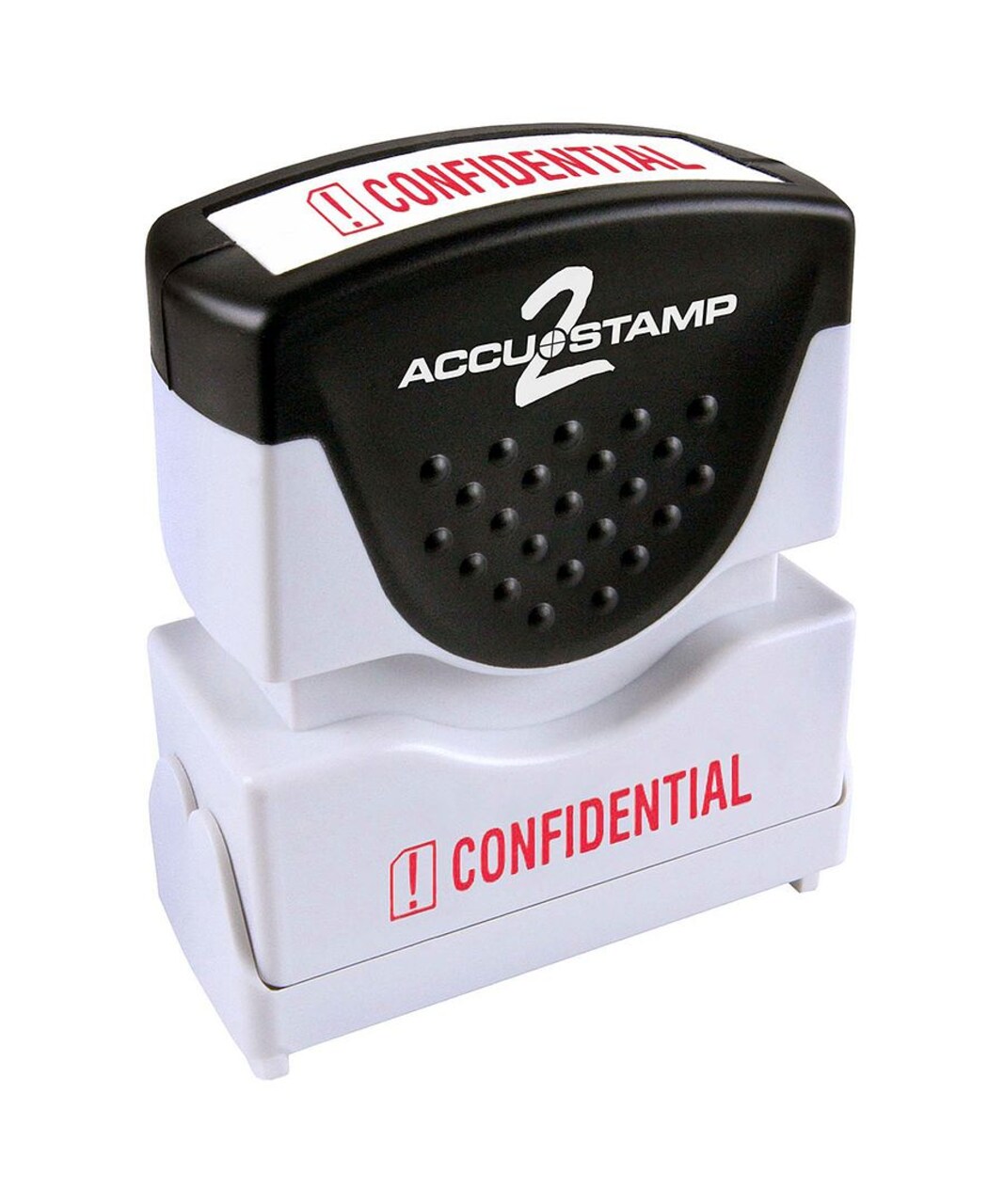 ACCUSTAMP2 Message Stamp, 1-color, Pre-inked, CONFIDENTIAL, 1-5/8" x 1/2" impression size, Red Message and Symbol